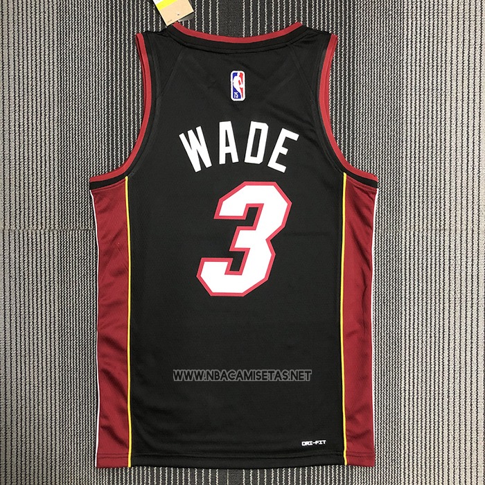 Camiseta Miami Heat Victor Dwyane Wade NO 3 Icon Negro